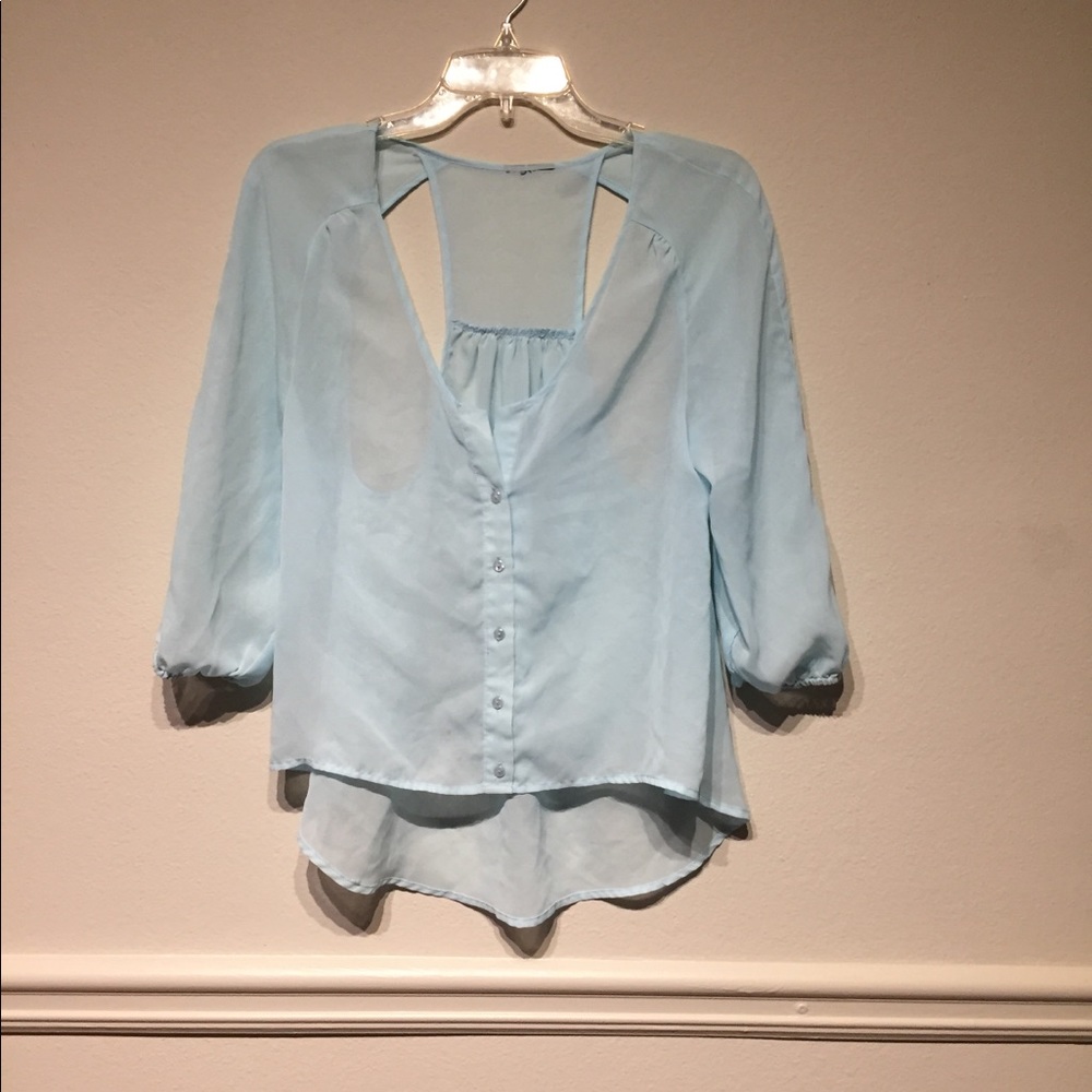 Sheer blue top